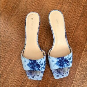 Nine West Blue Floral Kitten Heels